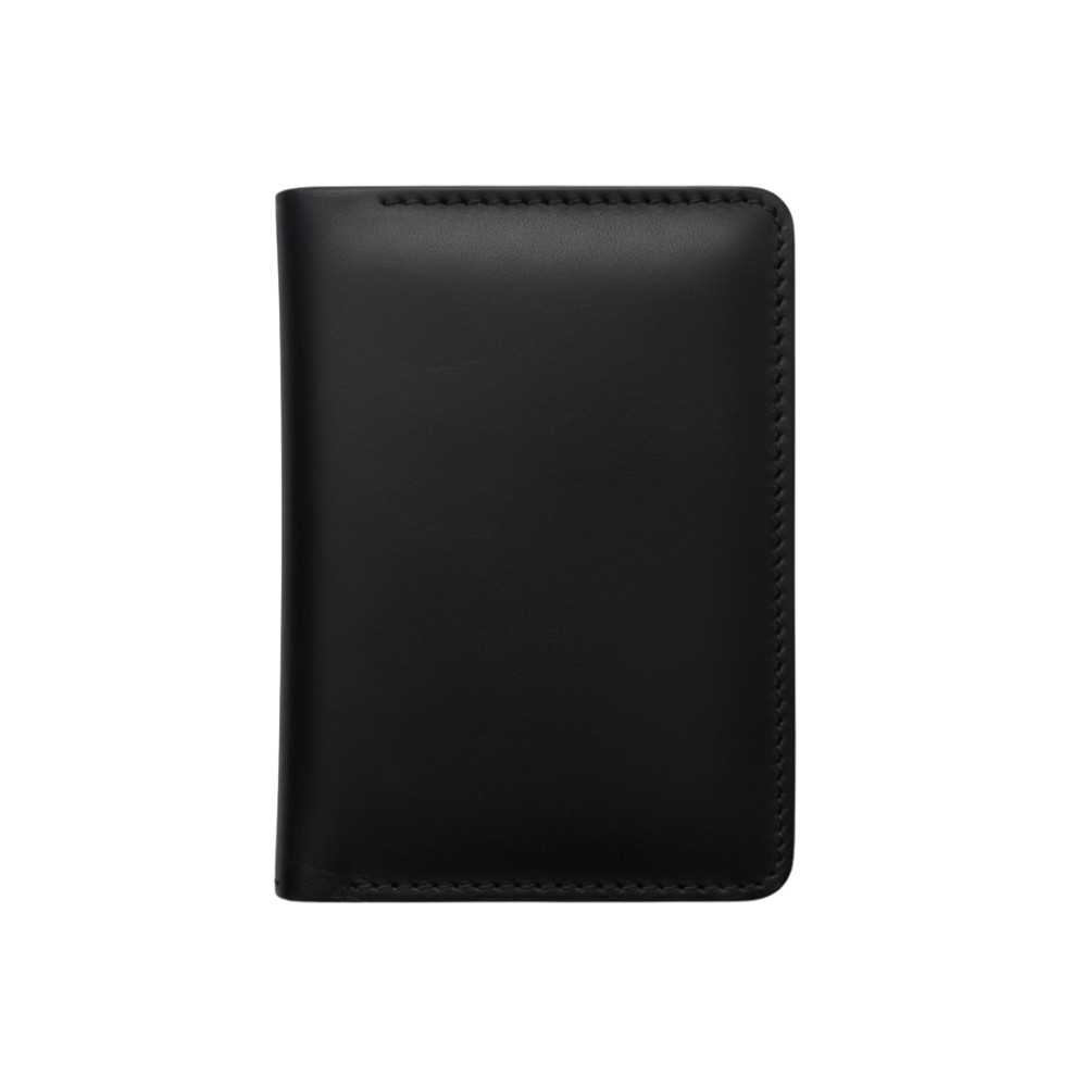 Black Pull-Up Leather Passport Cover with Card and Cash Slots