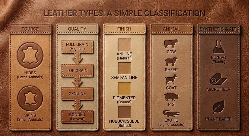Leather Cut Types Example Types of Leather by Quality, Finish, Animal Hide, and Synthetic – House ...