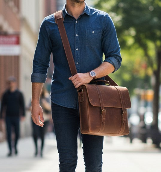 Handmade leather laptop and messenger bag – House of Leather
