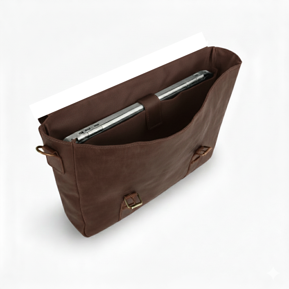 Dark Brown Leather Laptop Bag 