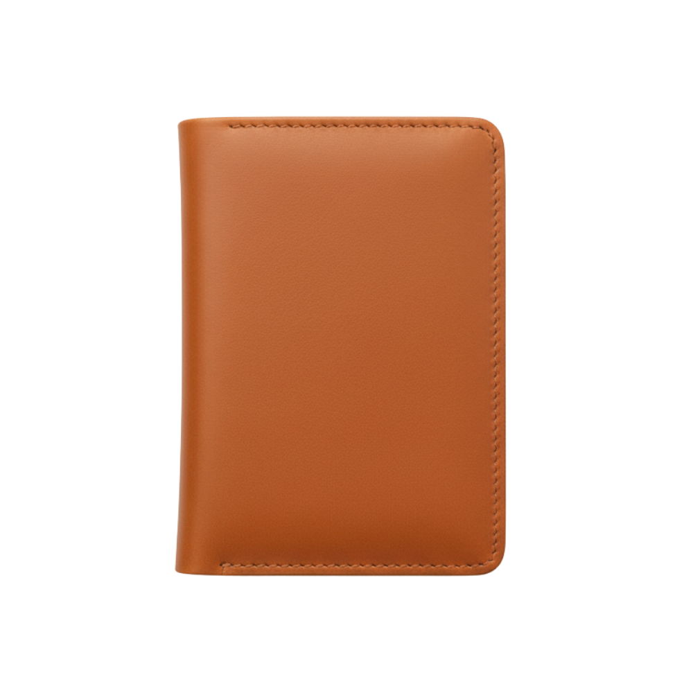 Tan Pull-Up Leather Passport Cover with Card and Cash Slots