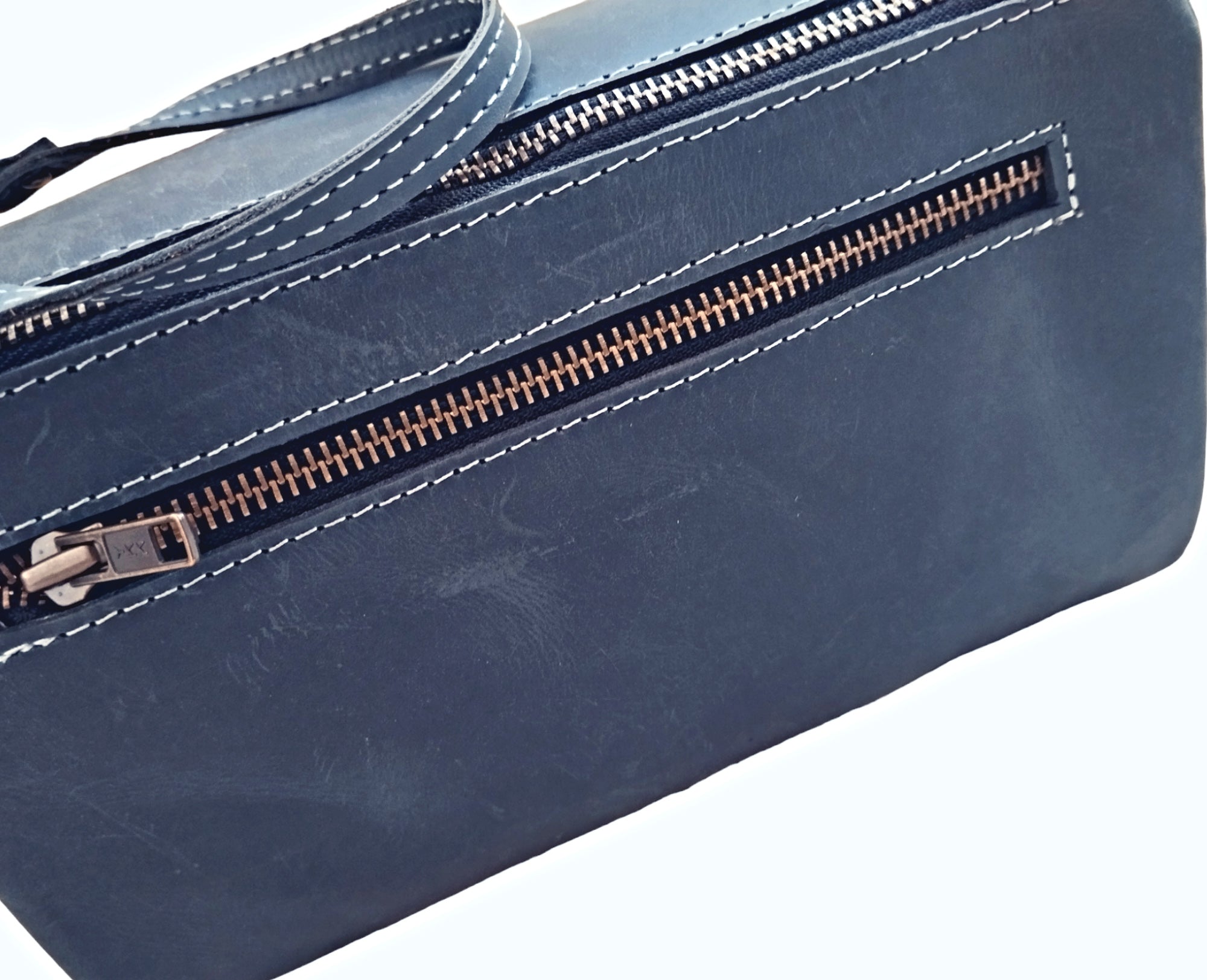 Navy Leather Toiletry Bag - Dopp Kit