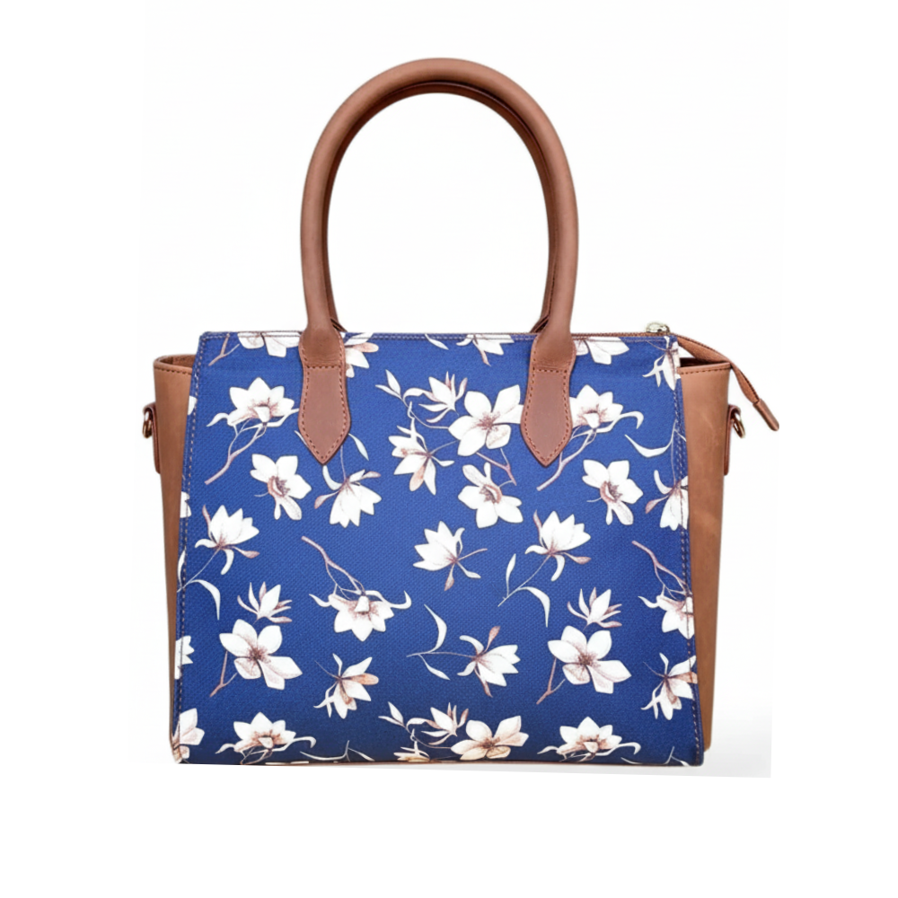 Women’s Luxurious Printed Canvas & Leather Tote | Full-Grain Cowhide Handbag
