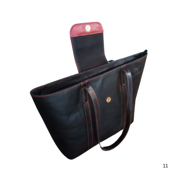 Black Leather Handbag for Women