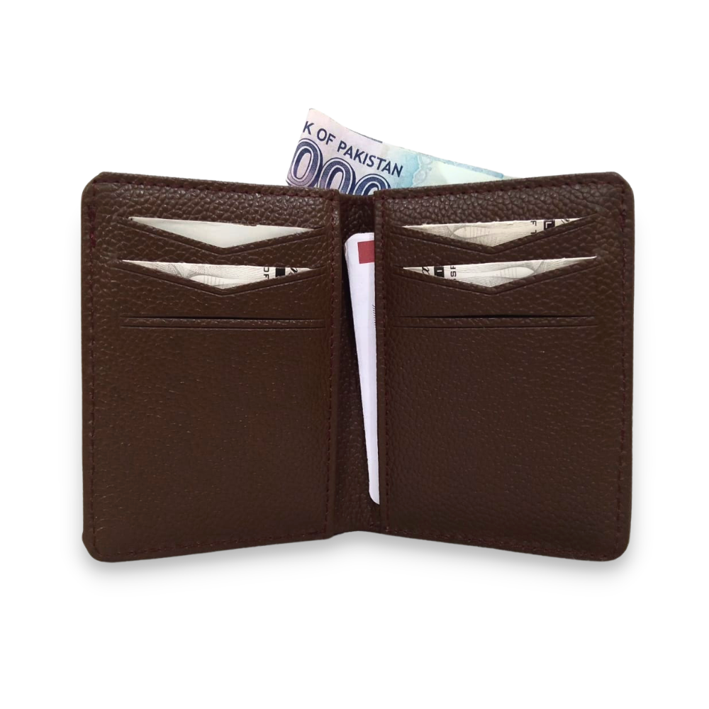 Leather card holder with eight card slots and cash compartment