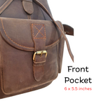 Vintage Dark Brown Leather Backpack Handmade Full-Grain Drawstring Rucksack
