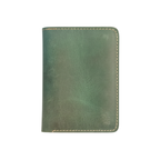 Green Pull-Up Leather Passport Cover with Card and Cash Slots