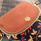 Leafy Canvas and Leather Crossbody Mobile Pouch