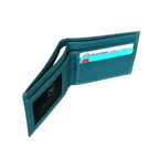 Ocean Blue Slim Fold Leather Wallet