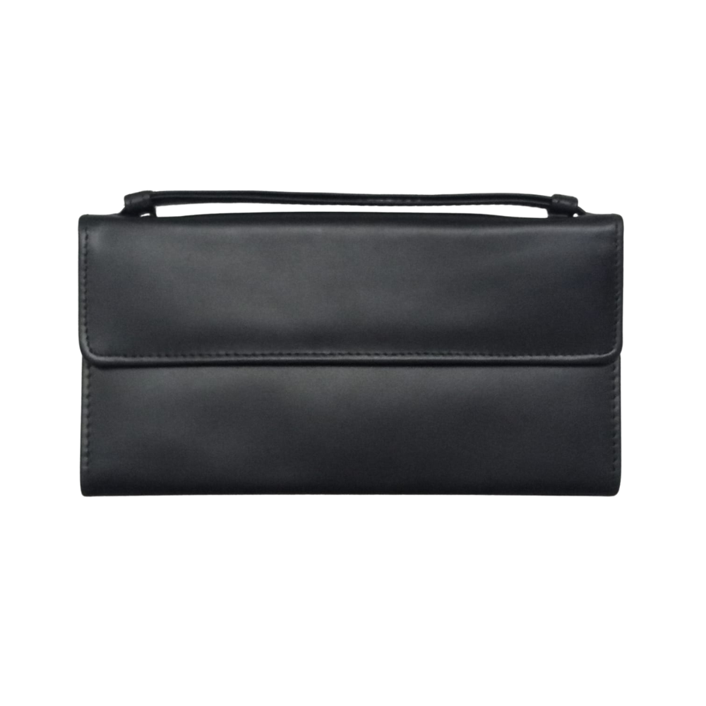 Women leather wallet black cow leather