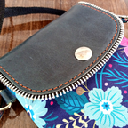 Deep Forest Canvas and Leather Crossbody Mobile Pouch