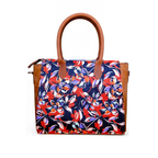 Floral Canvas & Leather Tote Bag