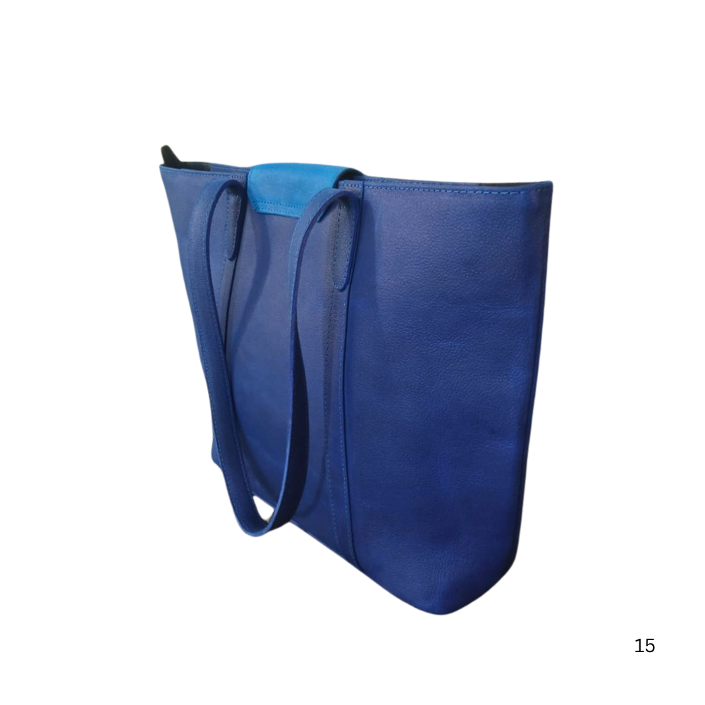 Navy Blue Leather Women's Tote Bag