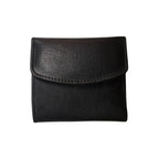 Black Trifold Leather Wallet with Magnetic Snap Closure