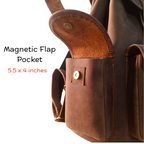 Vintage Dark Brown Leather Backpack Handmade Full-Grain Drawstring Rucksack