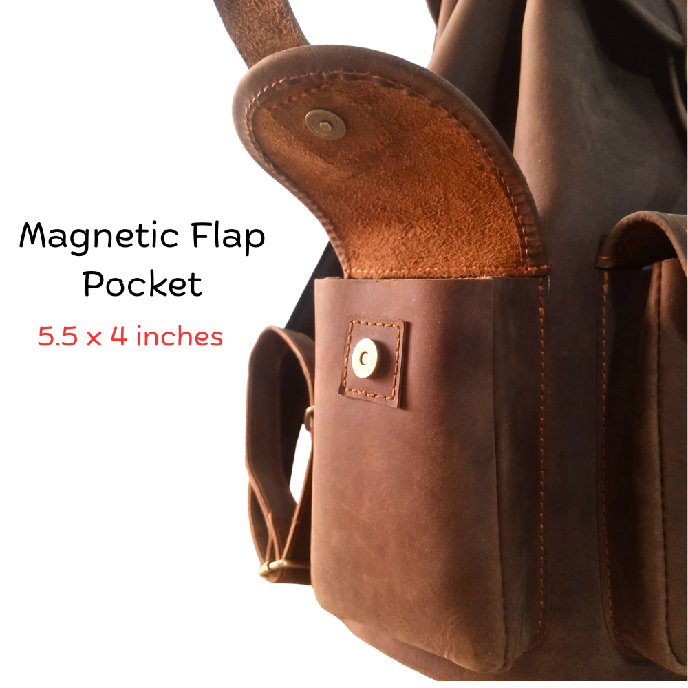 Vintage Dark Brown Leather Backpack Handmade Full-Grain Drawstring Rucksack