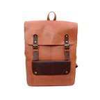 Leather laptop backpack mustard 