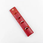 Foldable leather jewellery pouch made of natural cow leather, real leather mini jewelry organizer with four inner pockets and button closure, 2.5x2.5 inch travel case