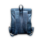 Leather Laptop Backpack Navy Blue Travel Backpack