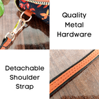 Leafy Canvas and Leather Crossbody Mobile Pouch