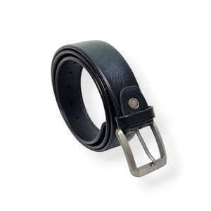 Black Leather Formal Belt - 35mm Wide - 3 Fold Belt