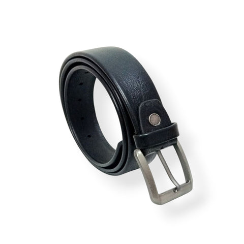 Black Leather Formal Belt - 35mm Wide - 3 Fold Belt