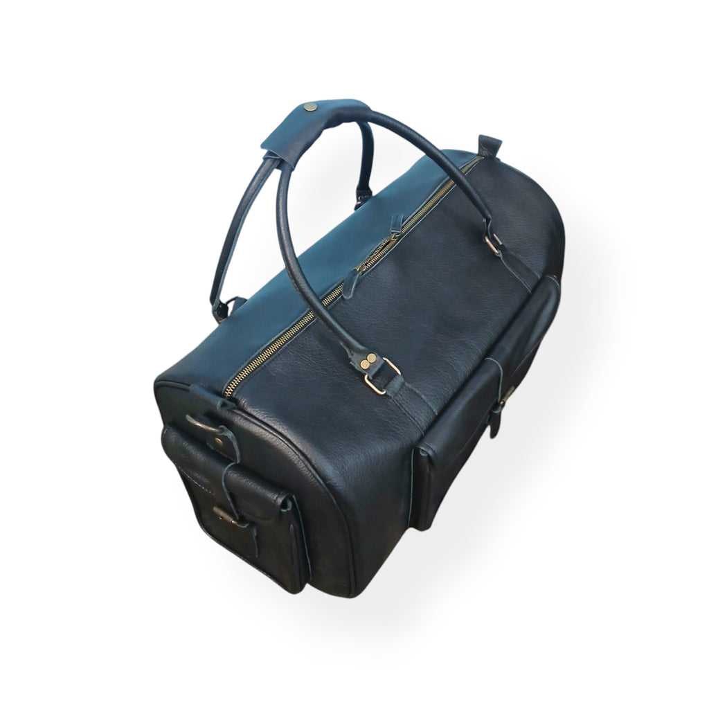 Softy Black Leather Duffel Bag Travel & Weekender Bag