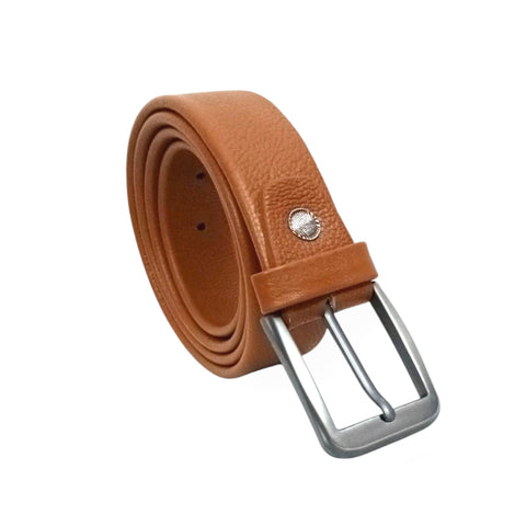 Tan Leather Formal Belt - 35mm Wide - 3 Fold Belt