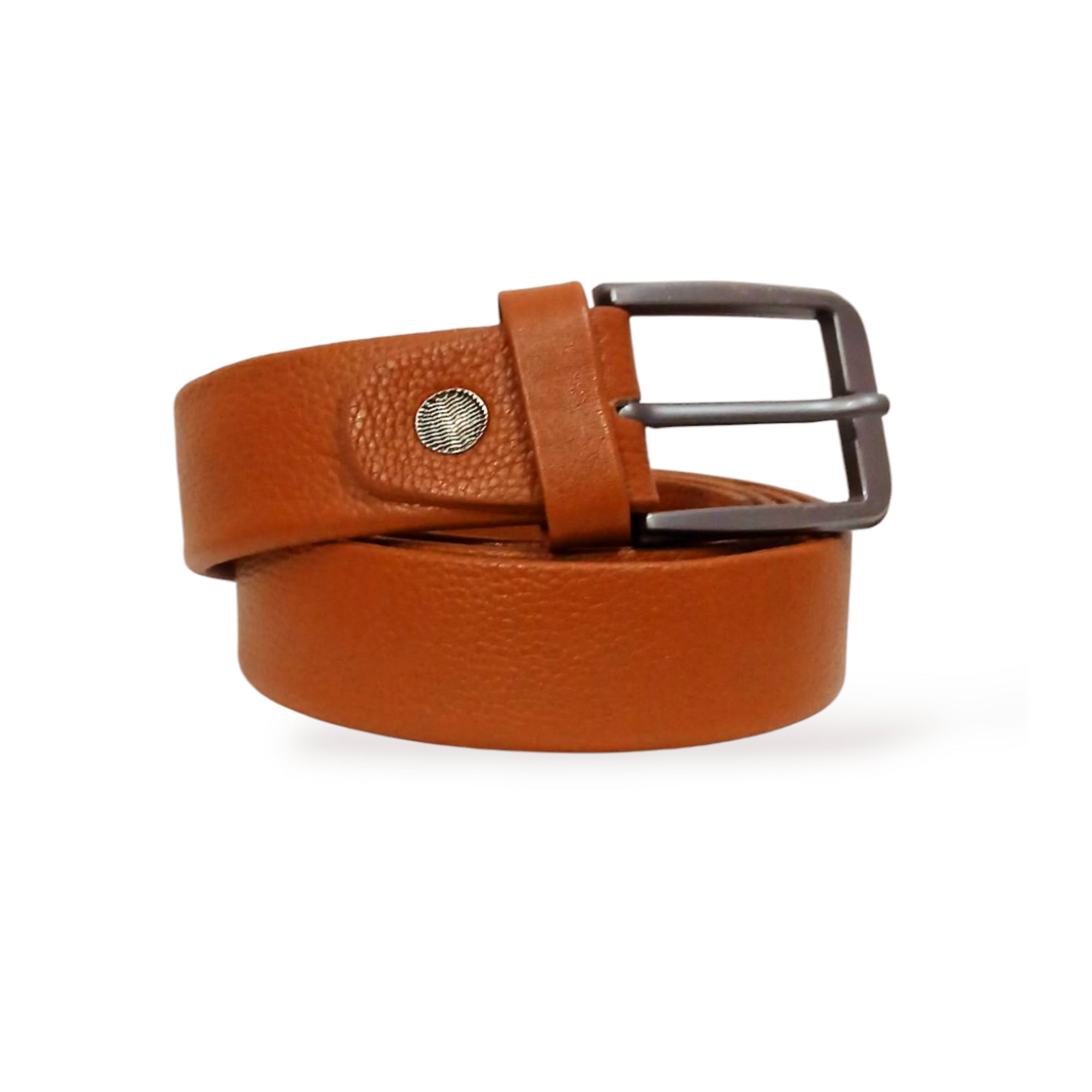 Tan Leather Formal Belt - 35mm Wide - 3 Fold Belt