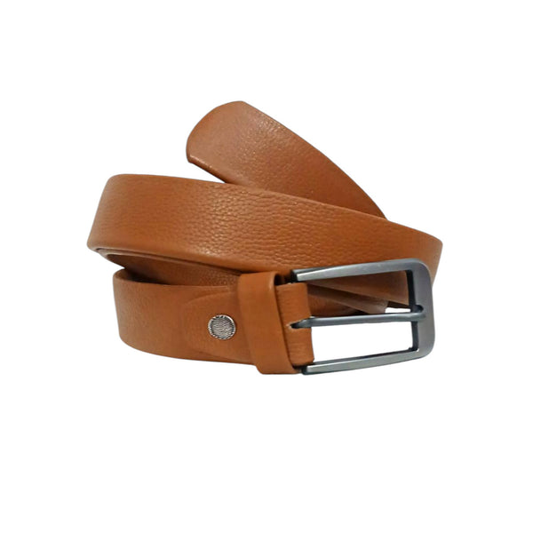 Tan Leather Formal Belt - 35mm Wide - 3 Fold Belt