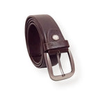 Dark Brown Leather Formal Belt - 35mm Wide - 3 Fold Belt