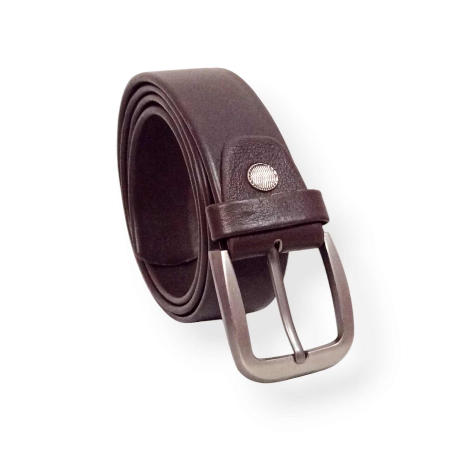 Dark Brown Leather Formal Belt - 35mm Wide - 3 Fold Belt