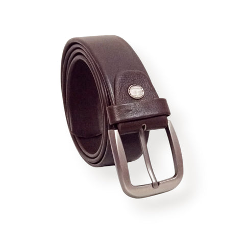 Dark Brown Leather Formal Belt - 35mm Wide - 3 Fold Belt