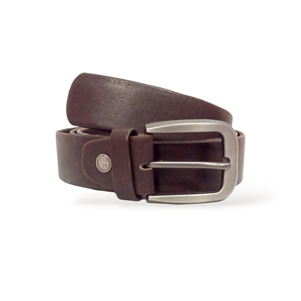 Dark Brown Leather Formal Belt - 35mm Wide - 3 Fold Belt
