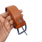 Tan Leather Formal Belt - 35mm Wide - 3 Fold Belt