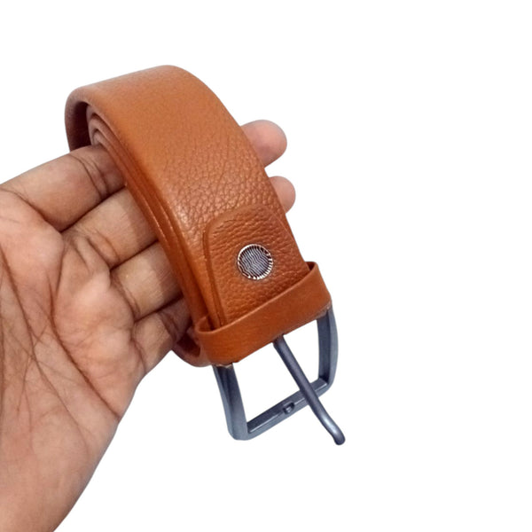 Tan Leather Formal Belt - 35mm Wide - 3 Fold Belt