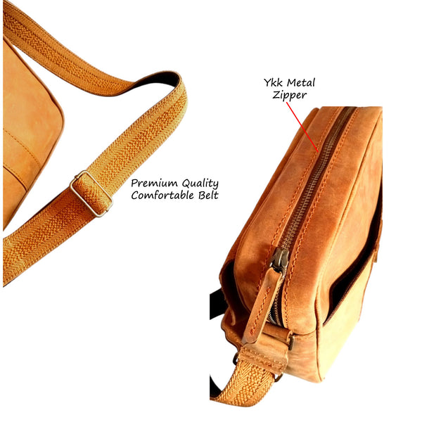 Crossover - Tan Cow Leather Crossbody Bag