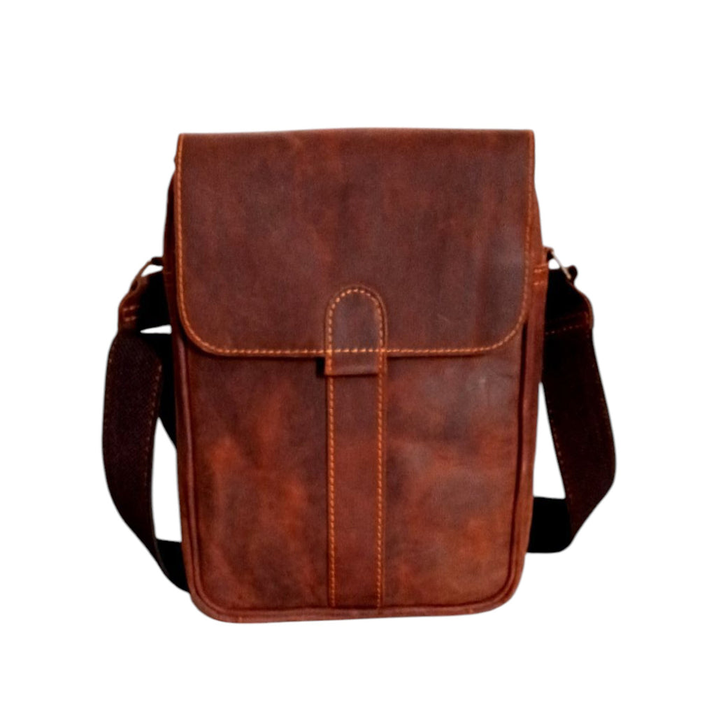 Crossover Reddish Brown Cow Leather Crossbody Bag | Crazy Horse Finish