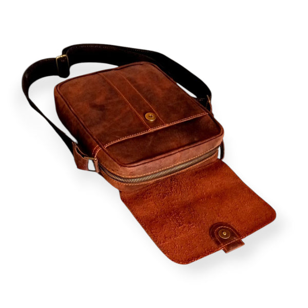 Crossover - Reddish Brown Cow Leather Crossbody Bag