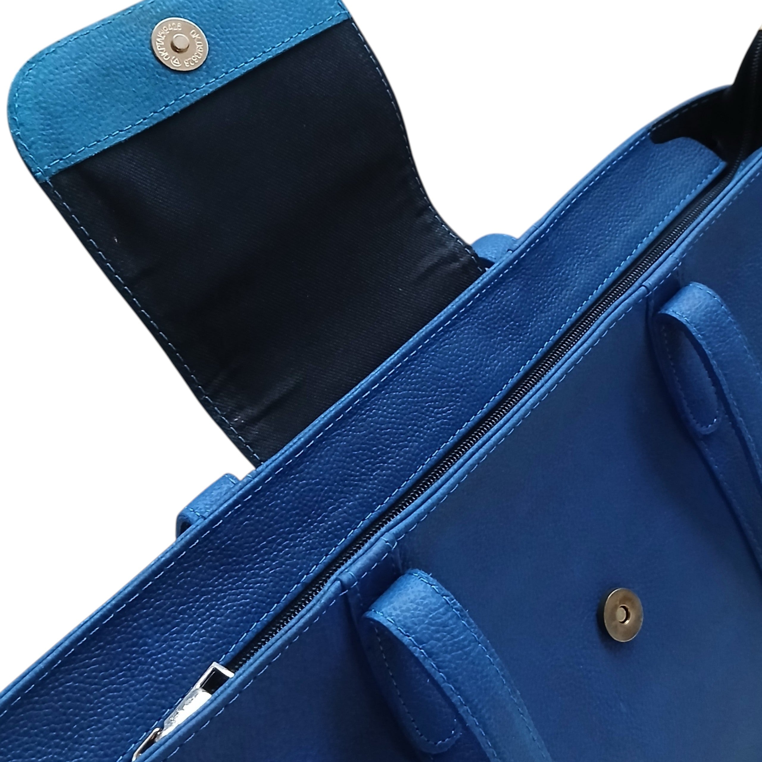 Navy Leather Women’s Tote Bag | Full-Grain Cowhide Handbag