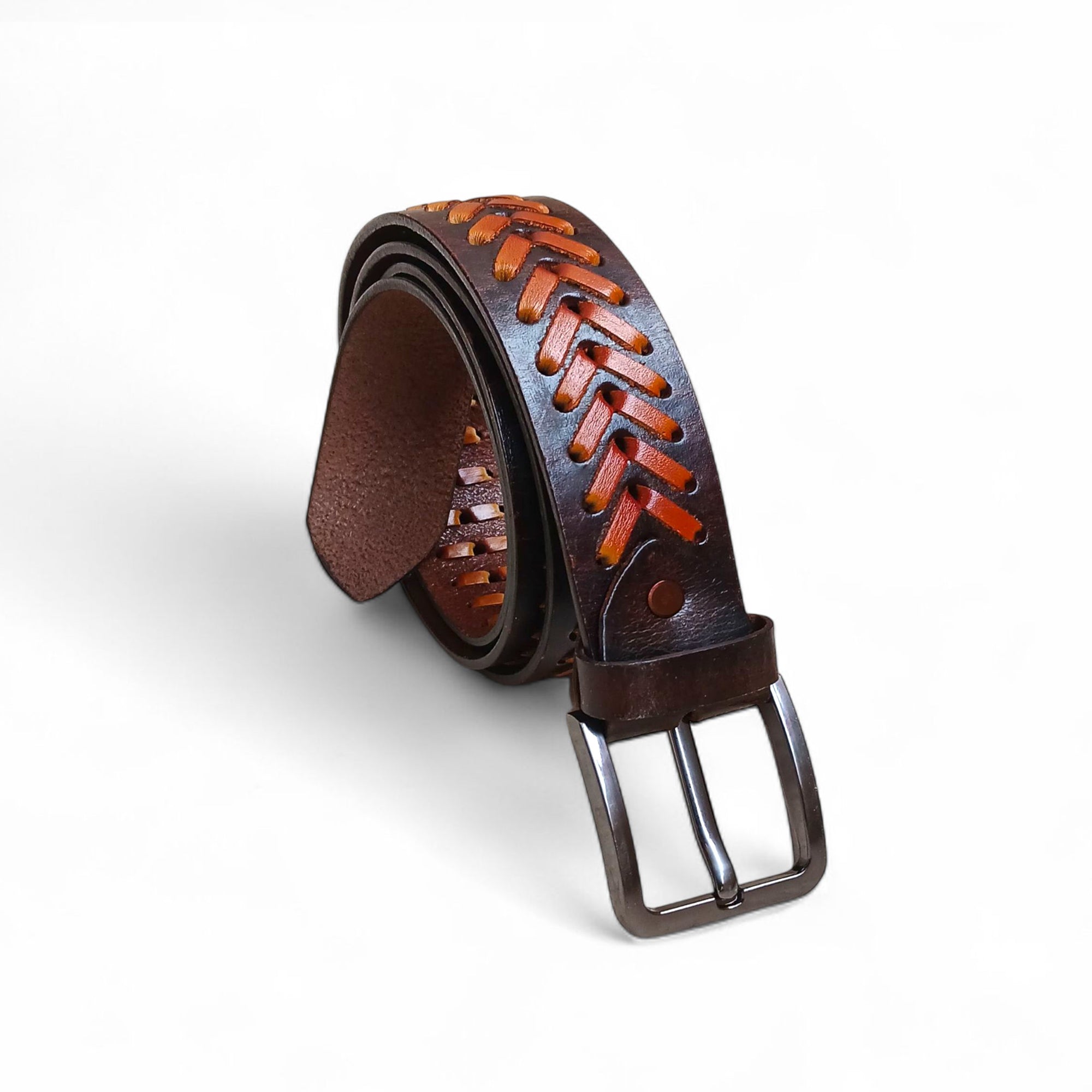 Vintage Tan Braided Leather Belt