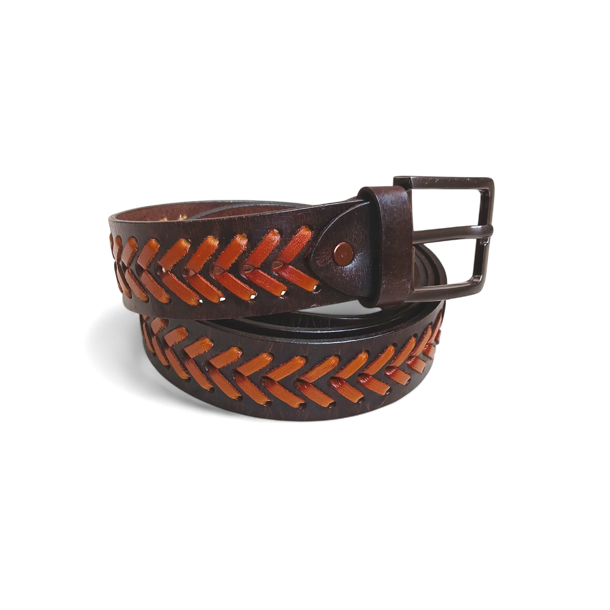 Vintage Tan Braided Leather Belt