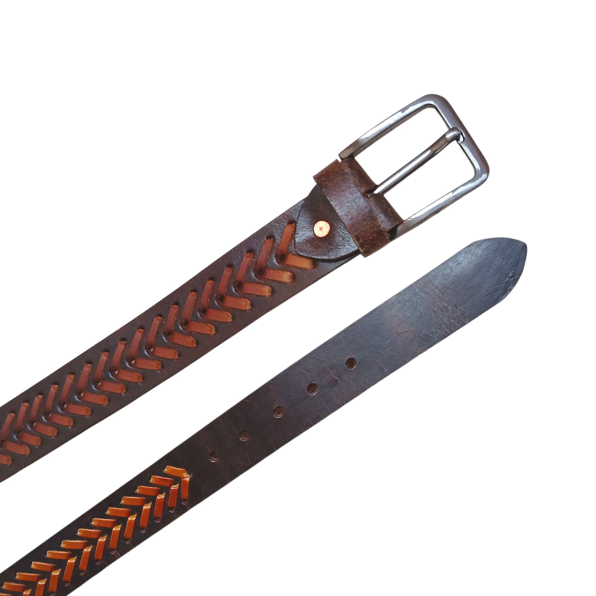 Vintage Tan Braided Leather Belt