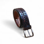 Dark brown belt for men  braided full grain buffalo leather
