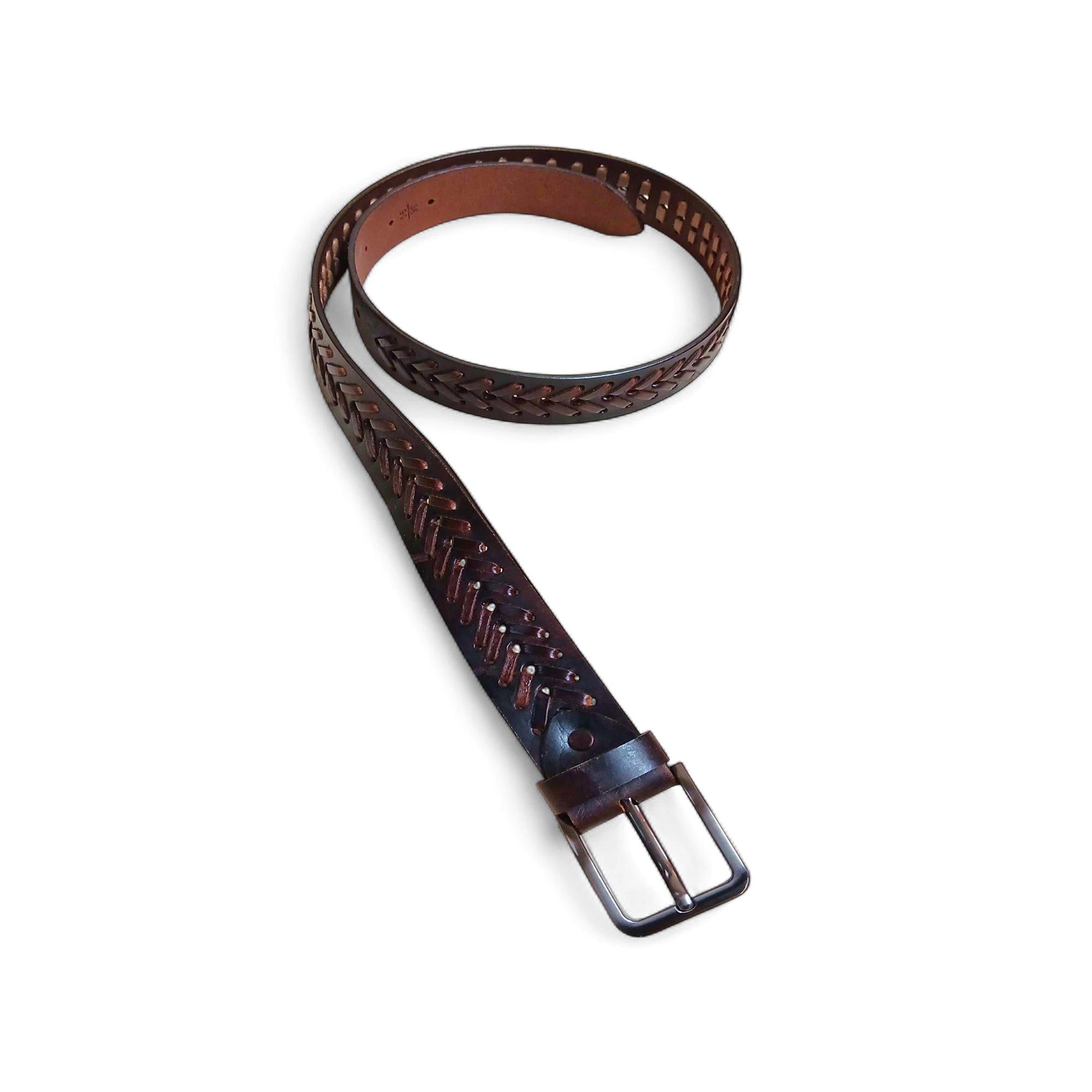 Vintage Dark Brown Braided Leather Belt