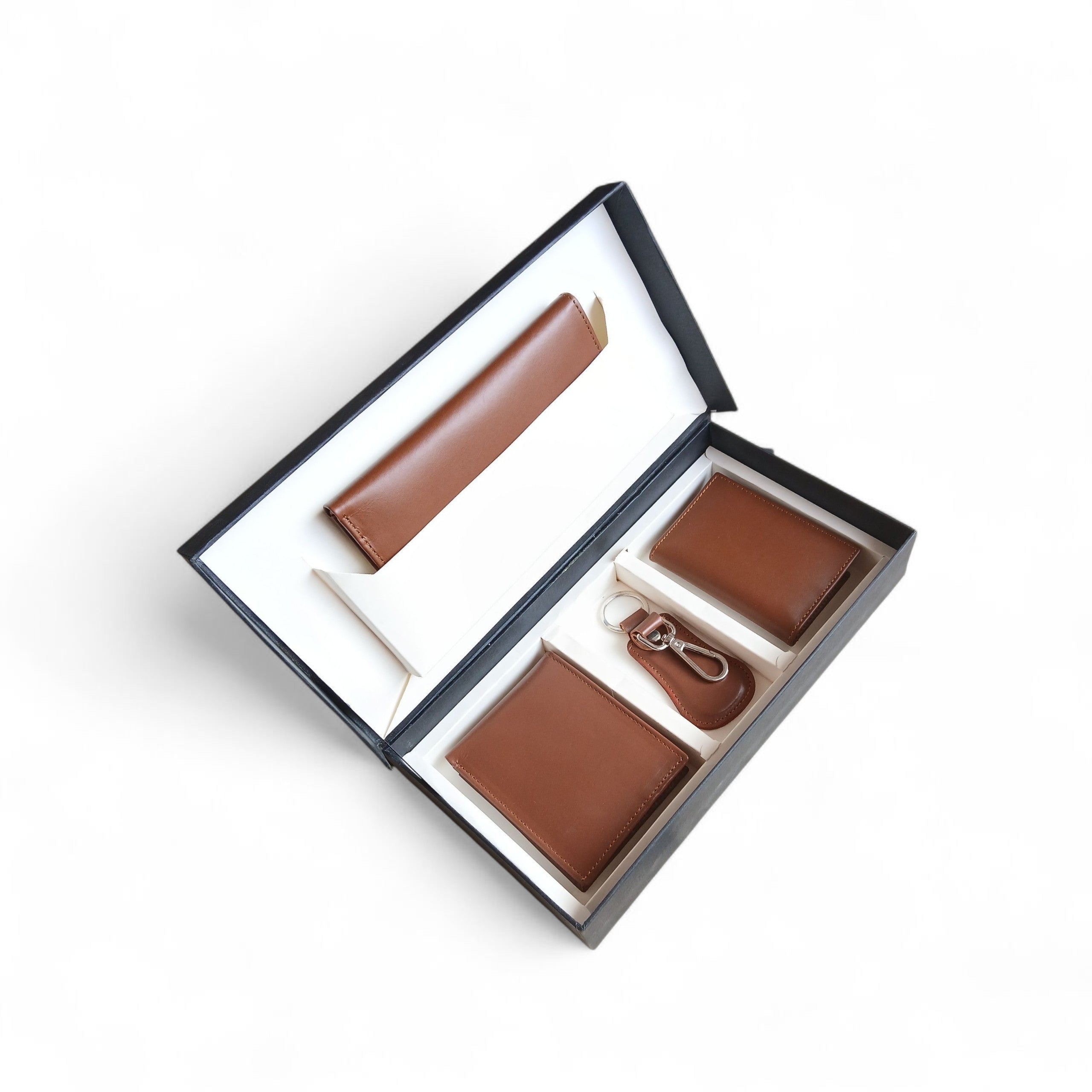 Four Piece Gift Set - Mustard Leather Wallet and Keyring