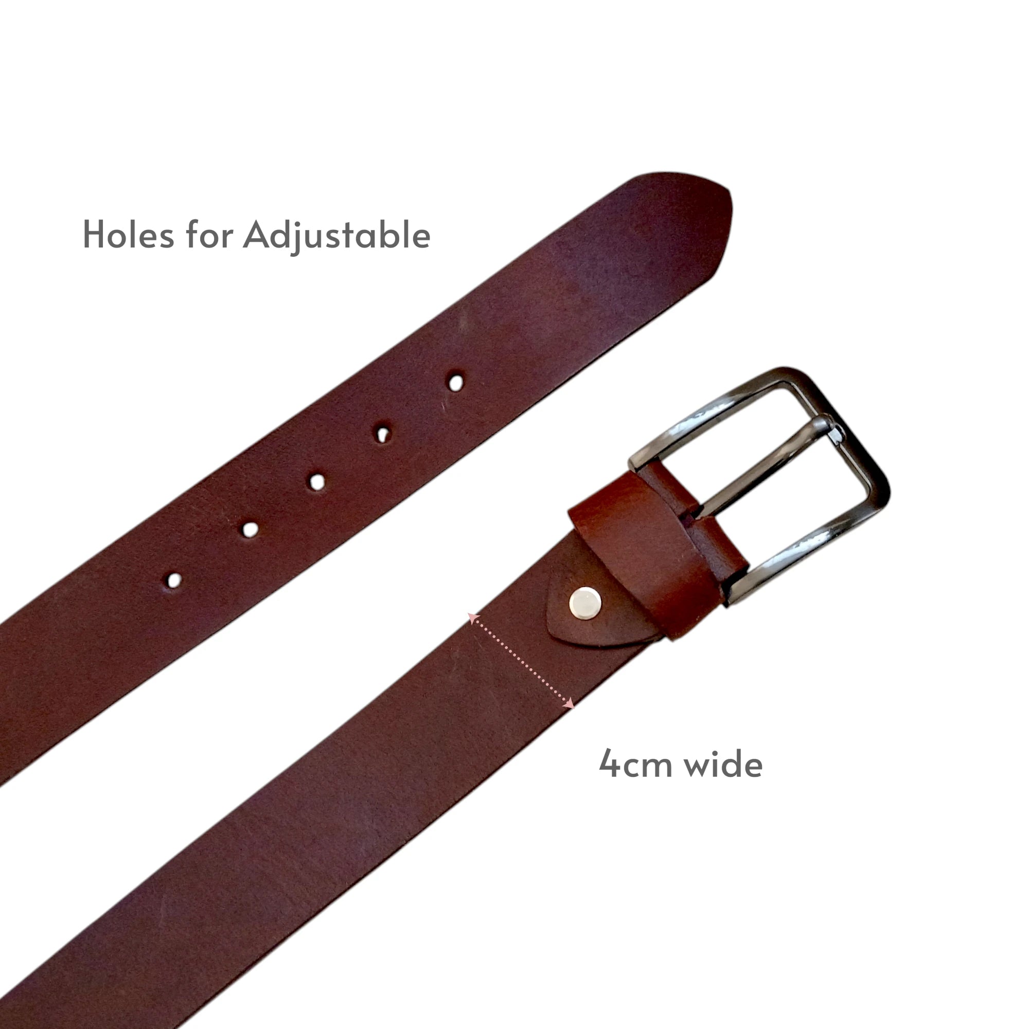 Formal Belt for Men Reddish Brown Top Grain Buffalo Leather 40mm