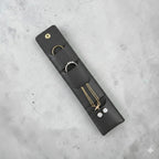 Foldable leather jewellery pouch made of natural cow leather, real leather mini jewelry organizer with four inner pockets and button closure, 2.5x2.5 inch travel case