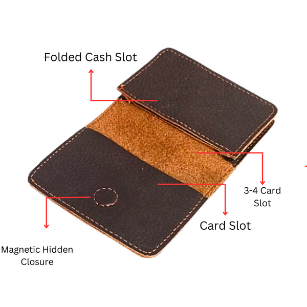 Choco Softy Mini Leather Wallet - Hidden Magnetic Closure