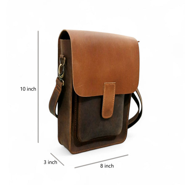 Olive Green Leather Crossbody Travel Bag